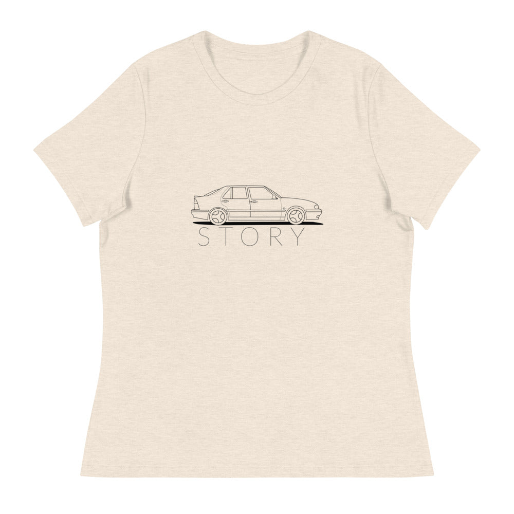 Saab Story 9000 Aero Outline Women's Relaxed Beige T-Shirt