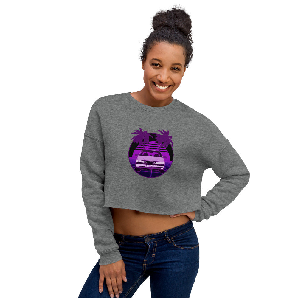 Vaporwave Saab Women's Grey Crop Sweatshirt