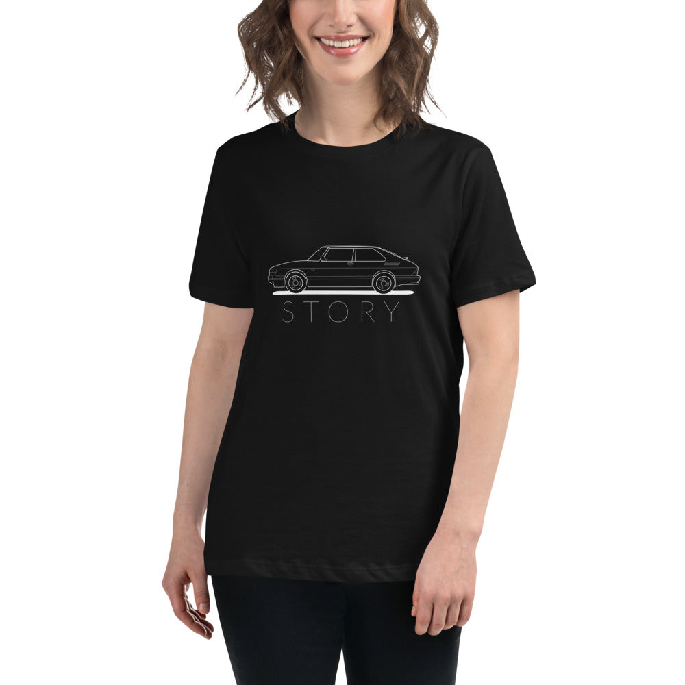 Saab Story 900 SPG Outline Relaxed Women's Black T- Shirt