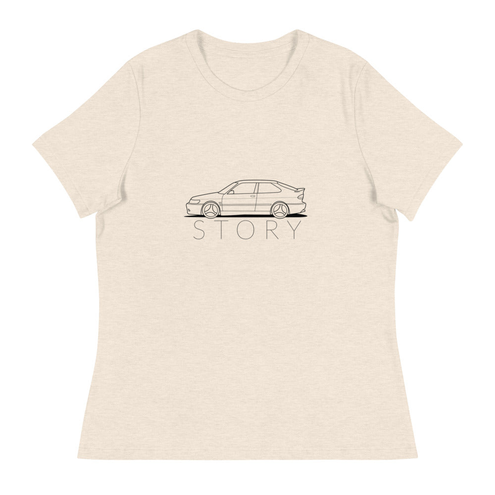 Saab Story Viggen Outline Women's Relaxed Beige T-Shirt
