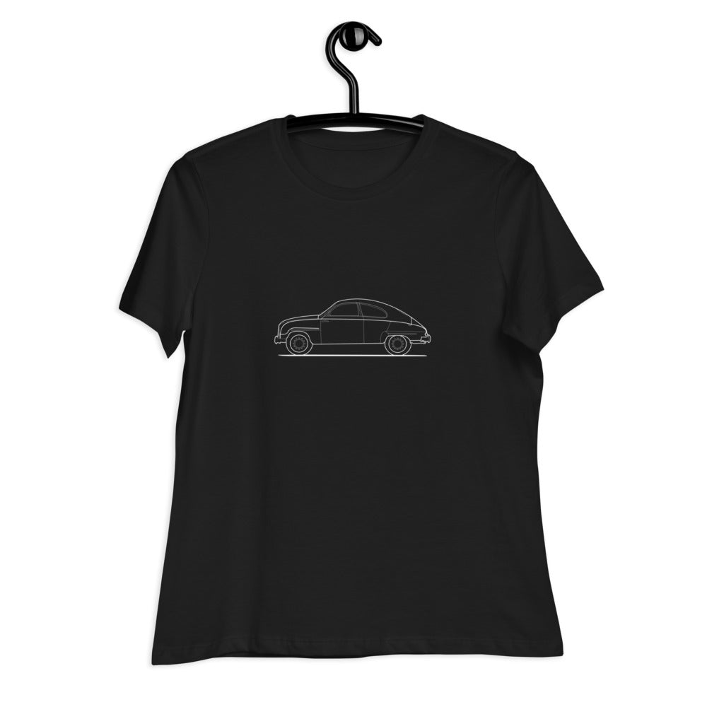 Saab 93 Outline Women's Relaxed Black T-Shirt