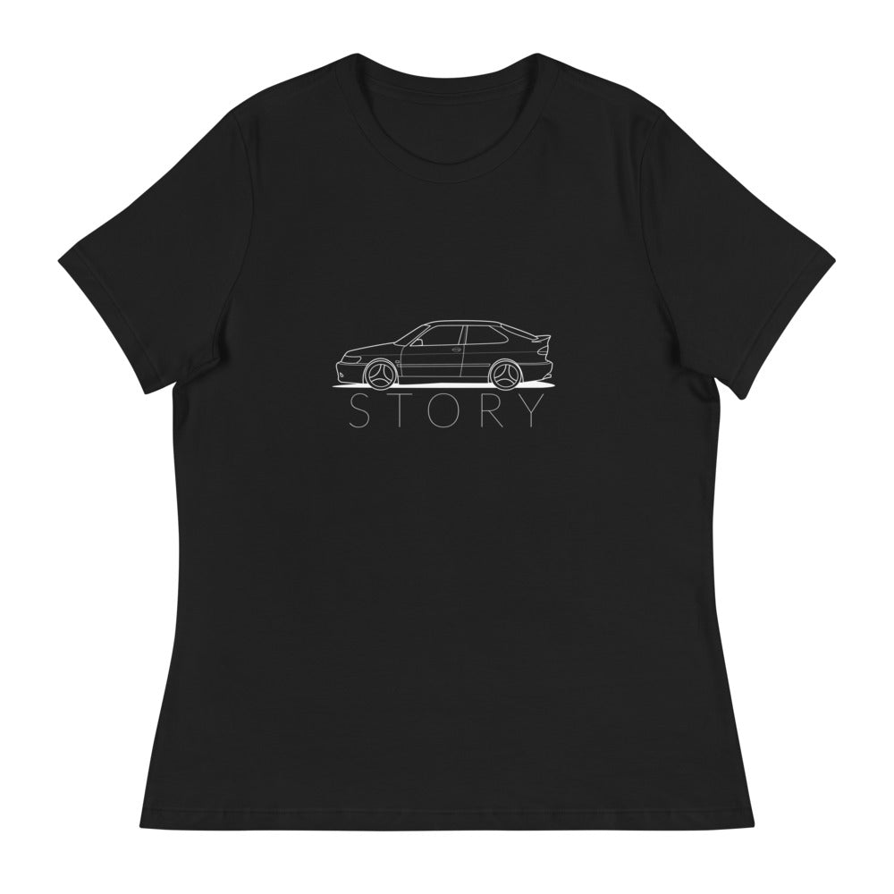 Saab Story Viggen Outline Women's Relaxed Black T-Shirt