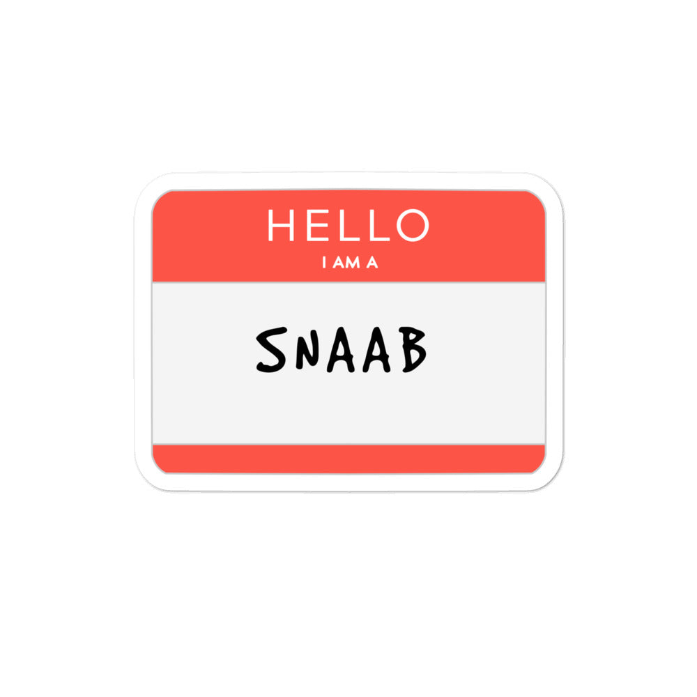 Saab Hello I Am A Snaab 4 x 4 Bubble-Free Sticker