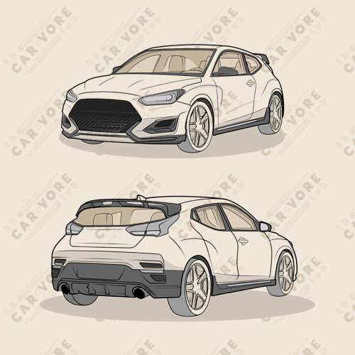 2021 Veloster N Double Sided Heather Dust Unisex T-Shirt For Hyundai Enthusiasts