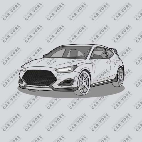 2021 Veloster N Front Side Front Side Unisex T-Shirt For Hyundai Enthusiasts (3 Colors Available)