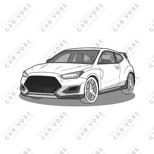 2021 Veloster N Front Side Front Side Unisex T-Shirt For Hyundai Enthusiasts (3 Colors Available)