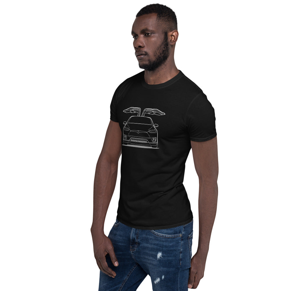 Tesla Model X Falcon Wings Double Sided Unisex T-shirt (2 Colors Available)