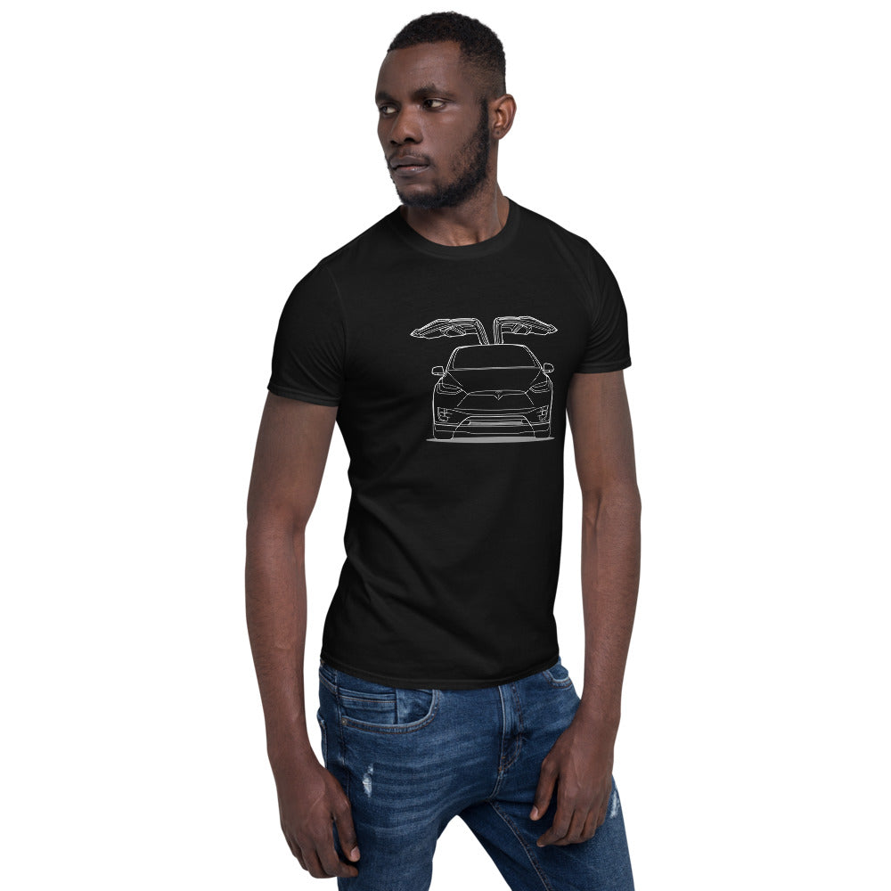 Tesla Model X Falcon Wings Double Sided Unisex T-shirt (2 Colors Available)