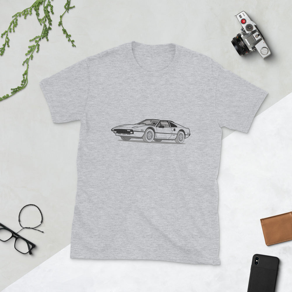 1982 Ferrari 308 GTS Quattrovalvole Front Side Unisex T-Shirt (3 Colors Available)