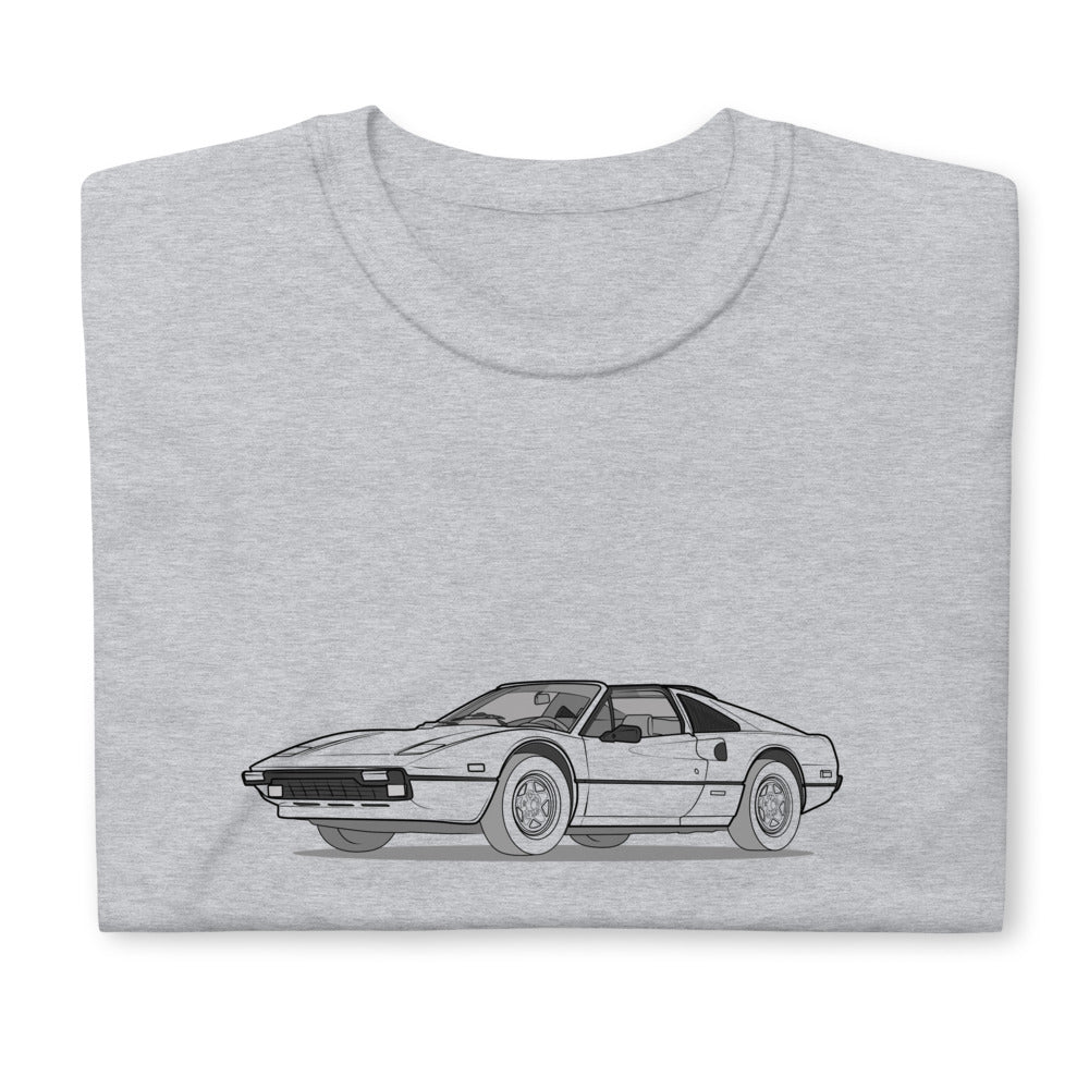 1982 Ferrari 308 GTS Quattrovalvole Front Side Unisex T-Shirt (3 Colors Available)