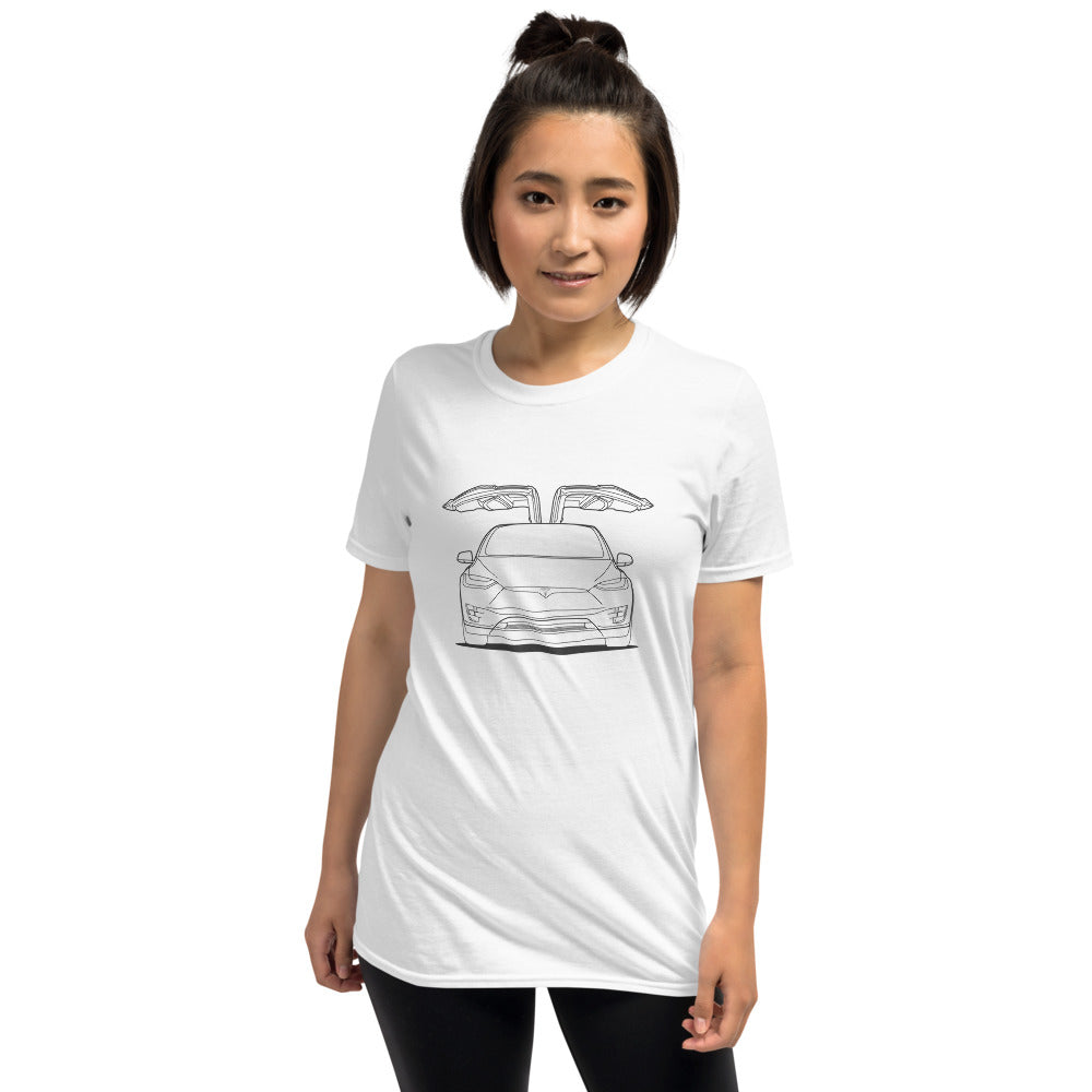 Tesla Model X Falcon Wings Double Sided Unisex T-shirt (2 Colors Available)