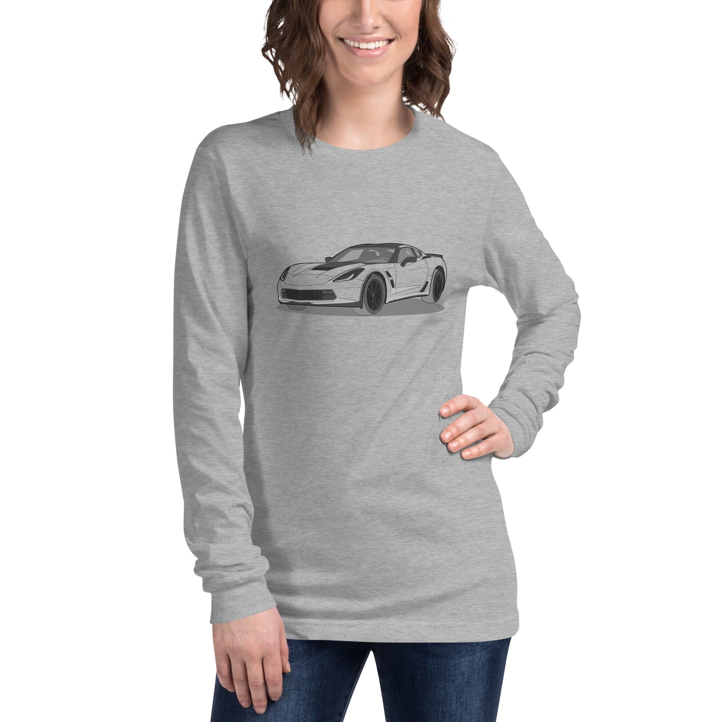 2019 Chevy Corvette Grand Sport Coupe Premium Front Side Unisex Long-Sleeve Shirt (3 Colors Available)