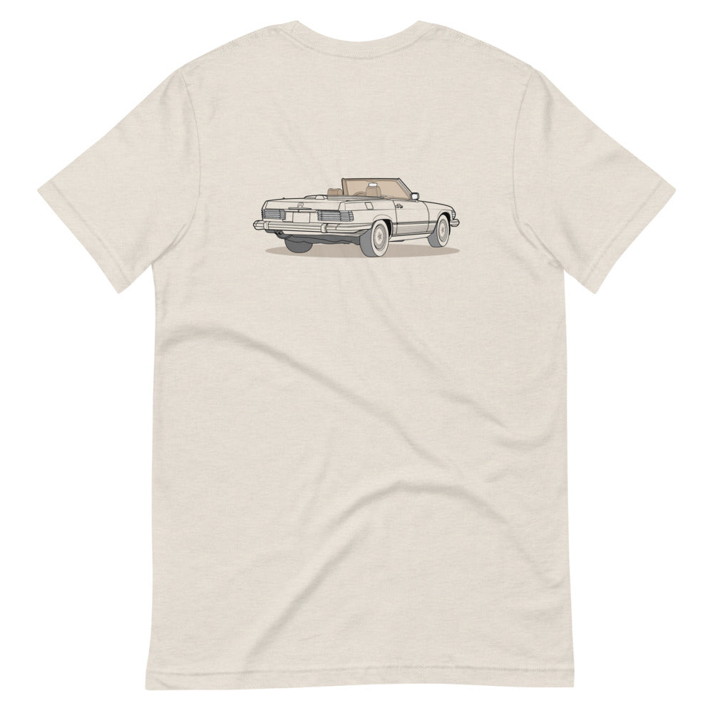 1987 Mercedes 560 SL W107 Double Sided Heather Dust Unisex T-Shirt