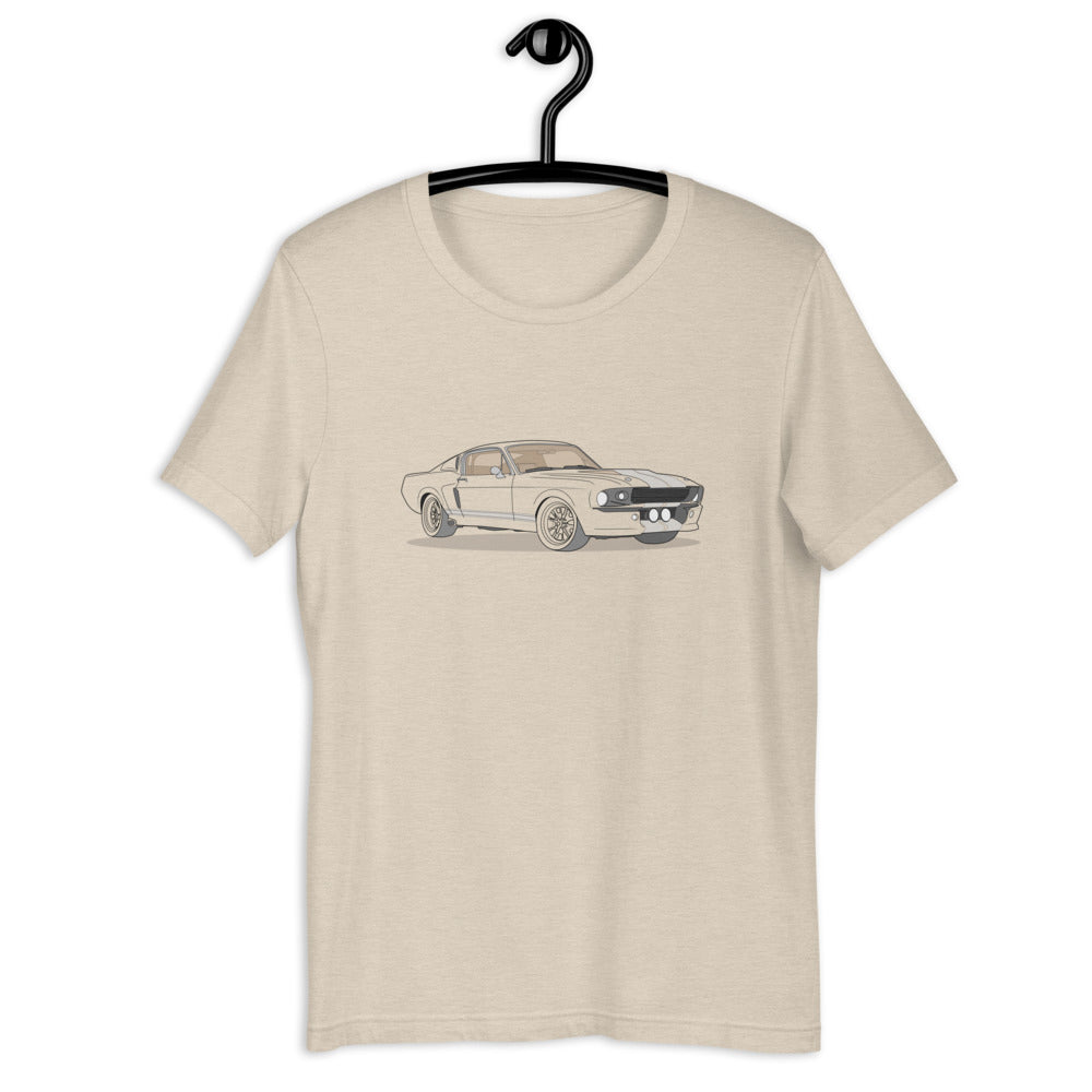 1967 Ford Mustang Shelby GT500 Front Side Heather Dust Unisex T-Shirt