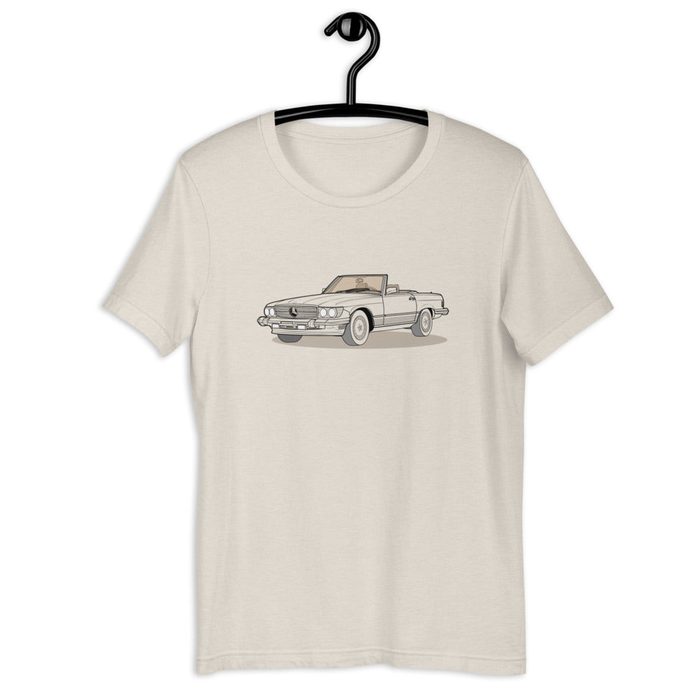 1987 Mercedes 560 SL W107 Double Sided Heather Dust Unisex T-Shirt