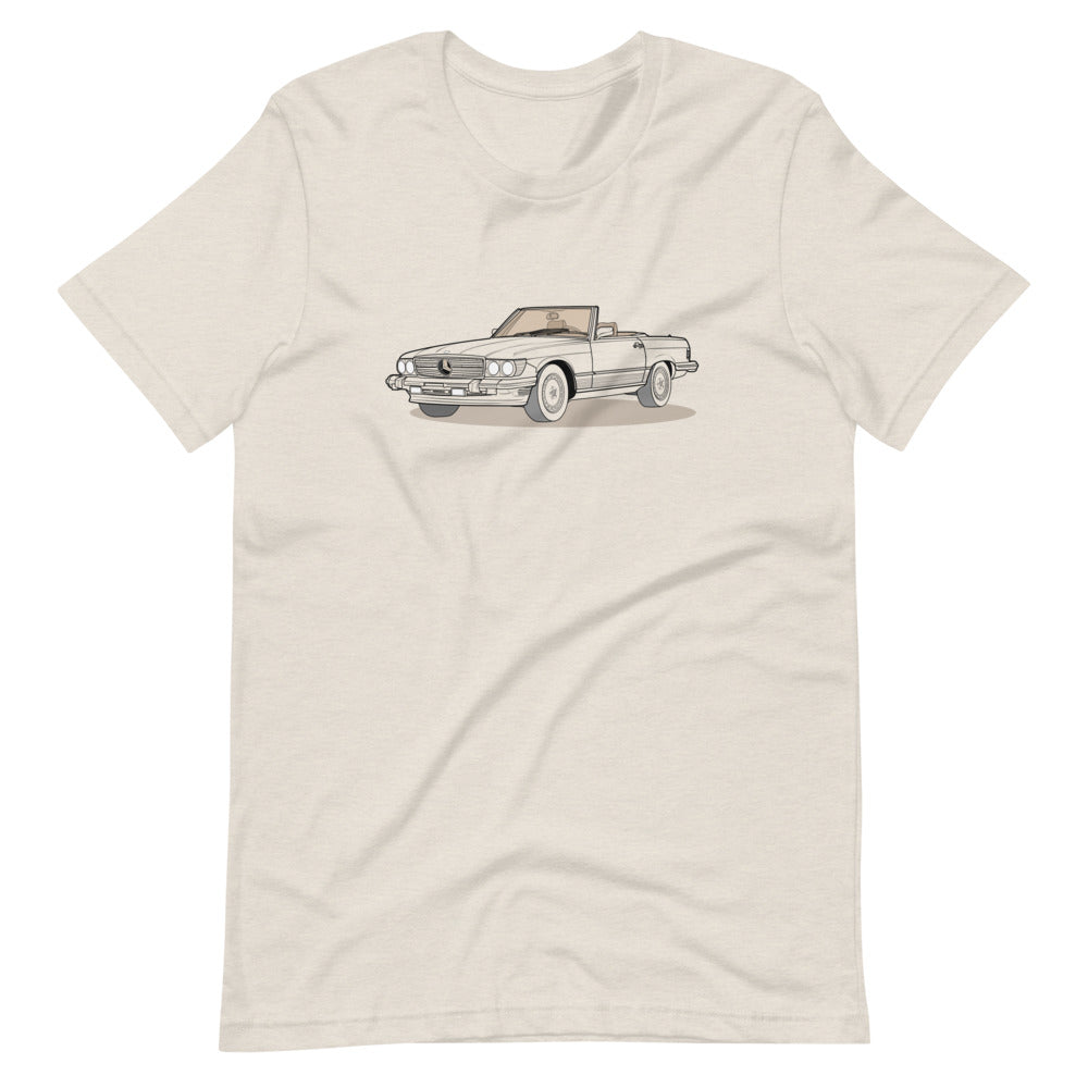 1987 Mercedes 560 SL W107 Front Side Heather Dust Unisex T-Shirt