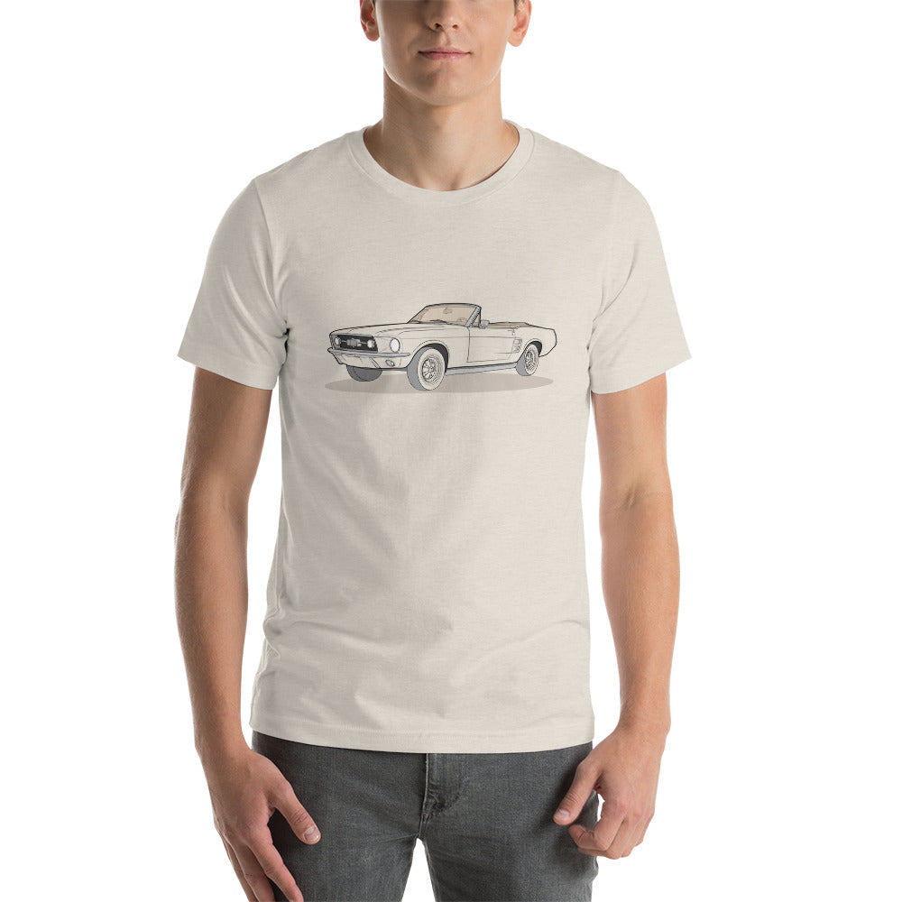 1967 Ford Mustang Convertible Heather Dust Double Sided Unisex T-Shirt