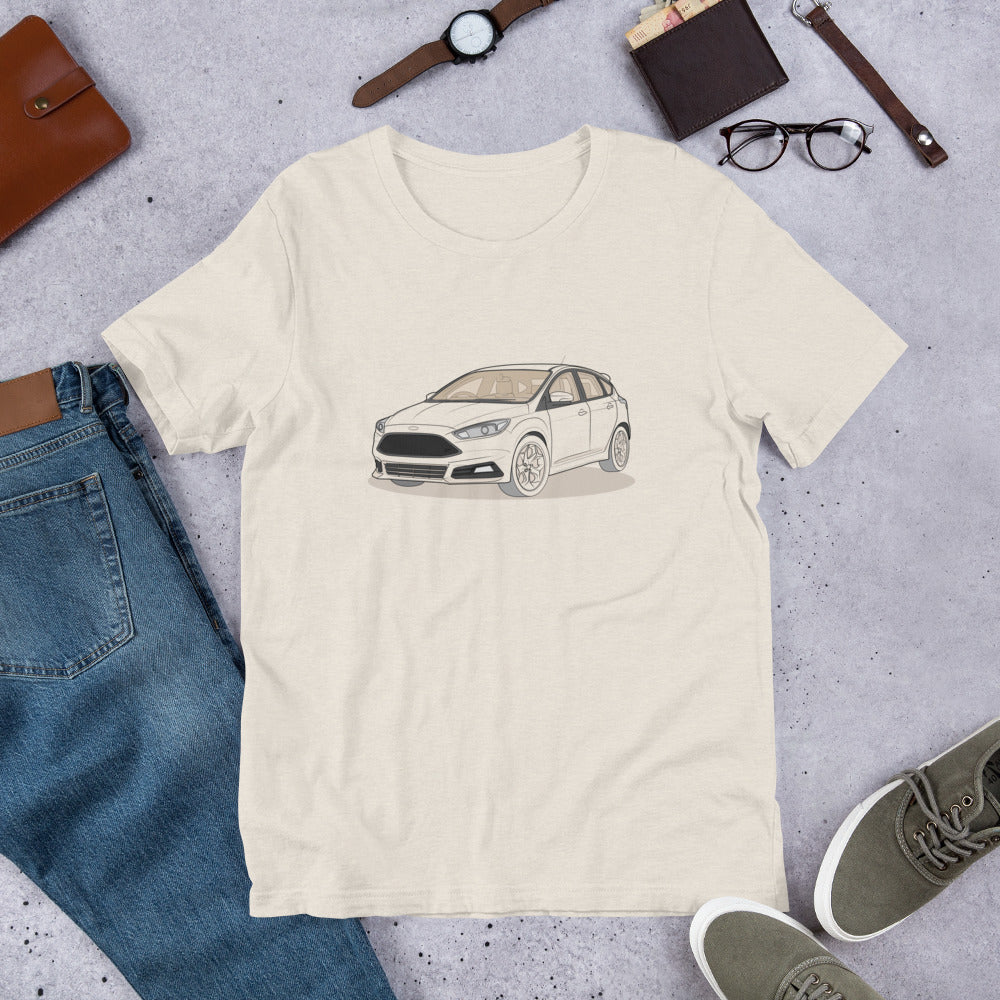 2017 Ford Focus ST Mk3 (Right-Hand Drive) Front Side Heather Dust Unisex T-Shirt