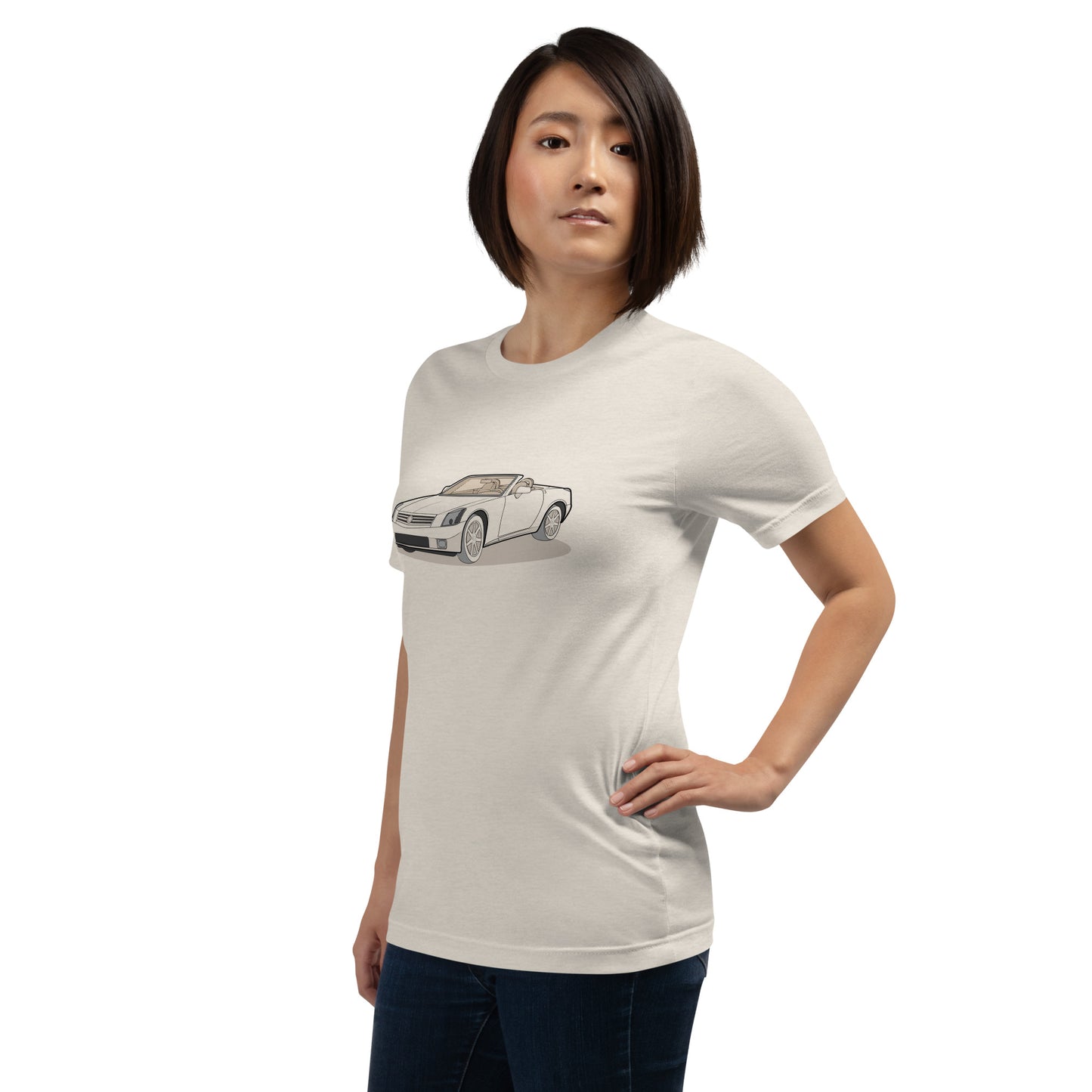 2006 XLR Front Side Heather Dust Unisex T-Shirt For Cadillac Enthusiasts