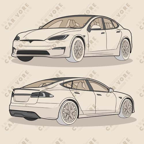 Model S Front and Back View On Heather Dust Unisex T-Shirt