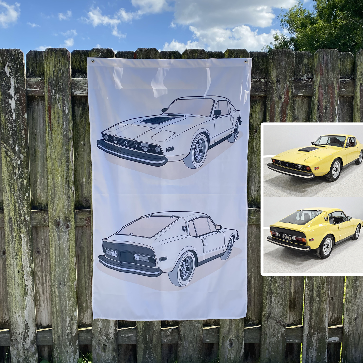 Minimalist Custom Car Art Banner For Garage or Workshop Perfects For Car Enthusiast, Dad's Man Cave