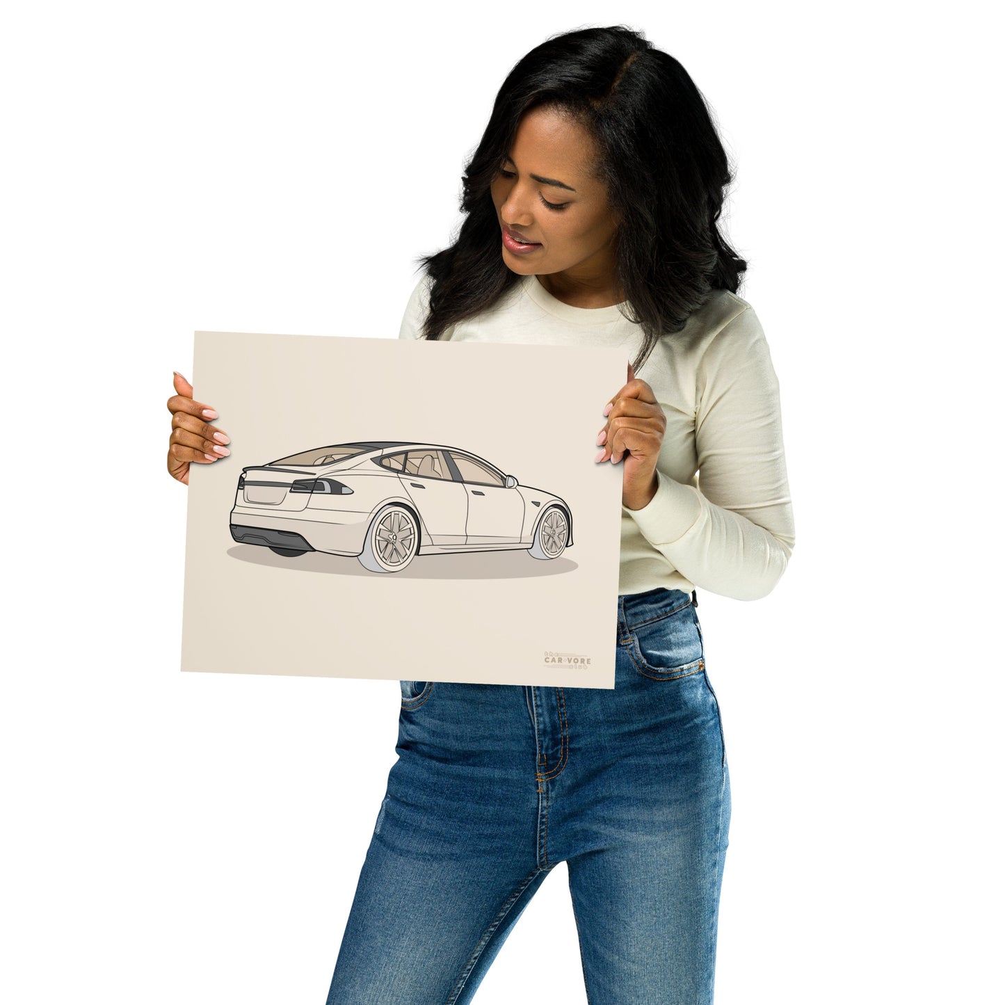 Model S Rear View On Matte Poster(3 Sizes Available)