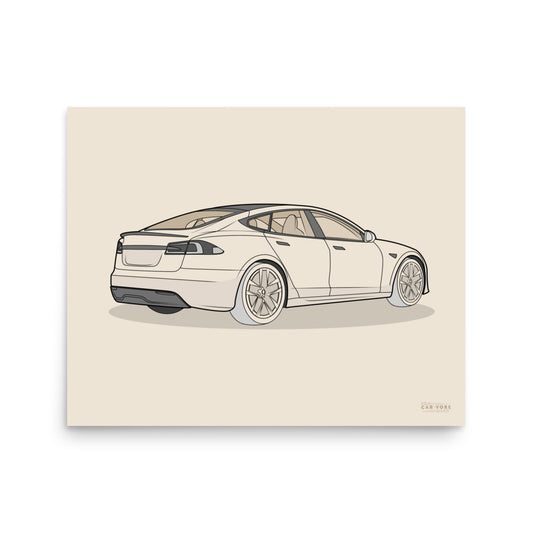 Model S Rear View On Matte Poster(3 Sizes Available)