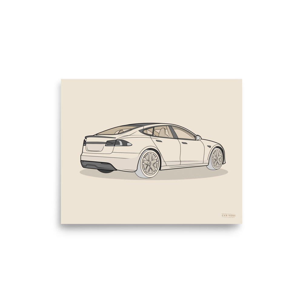 Model S Rear View On Matte Poster(3 Sizes Available)
