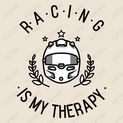 Racing Is My Therapy Race Helmet Track Day Road Course Racing Heather Dust Premium Unisex T-Shirt