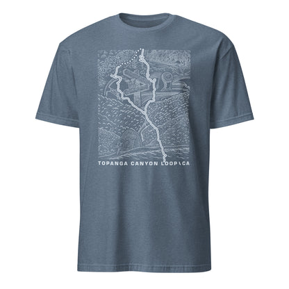 Topanga Canyon Loop CA T-Shirt — indigo heather contour lay flat — CarVore Club