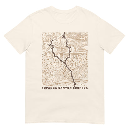Topanga Canyon Loop CA T-Shirt — natural flat lay — CarVore Club