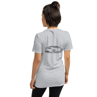 Model S Front and Back View On Unisex T-Shirt (3 Colors Available)