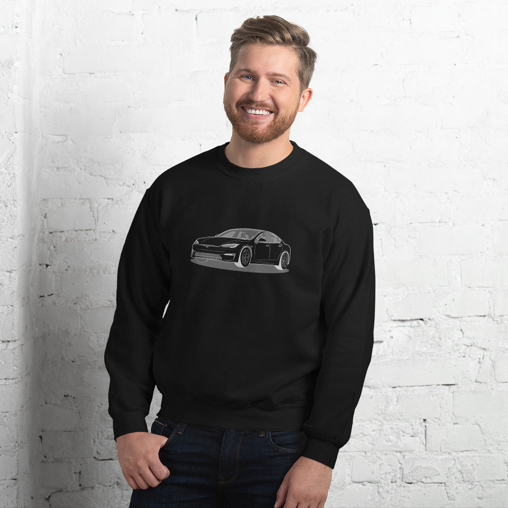Model S Front View On Unisex Sweatshirt
