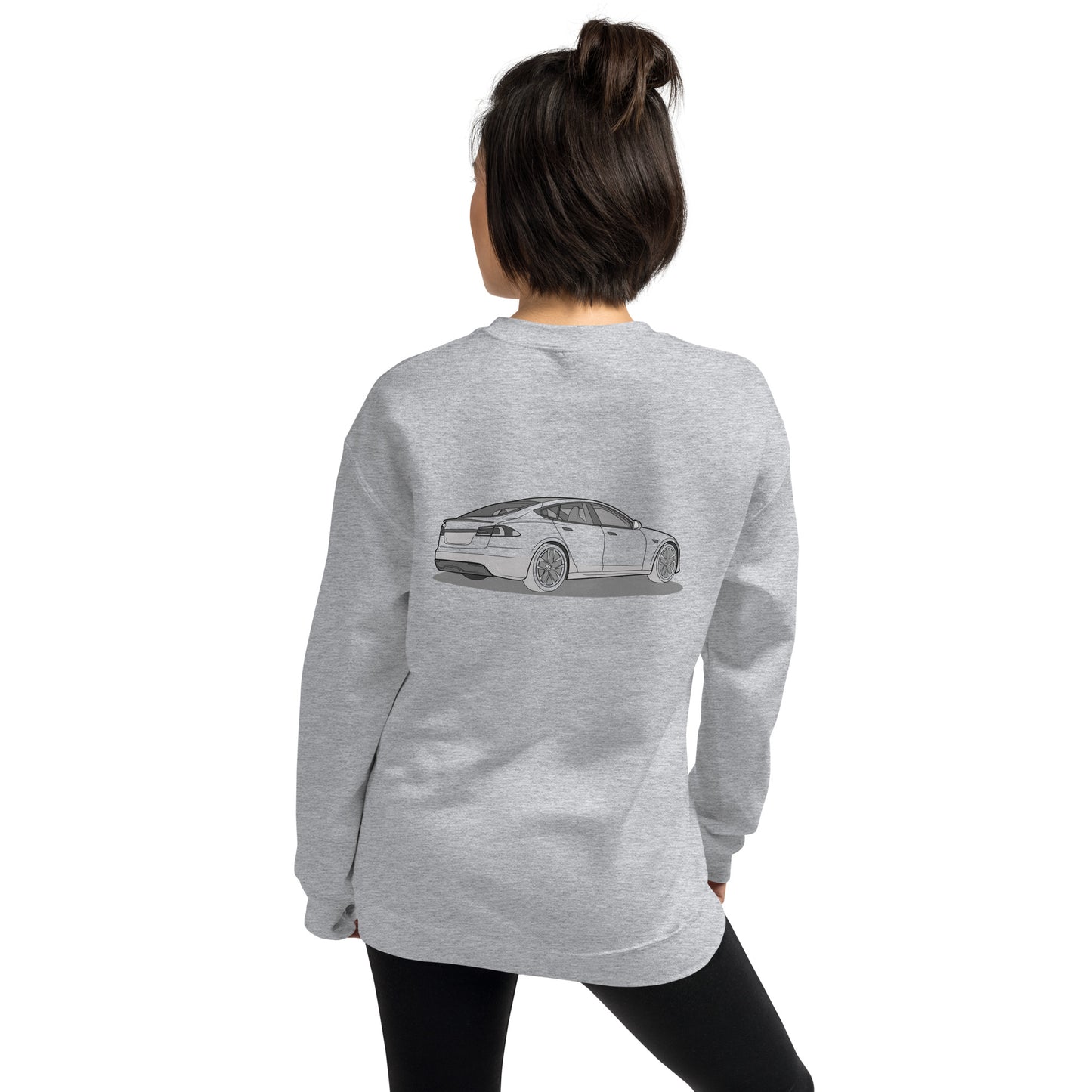 Model S Front and Back View On Unisex Sweatshirt
