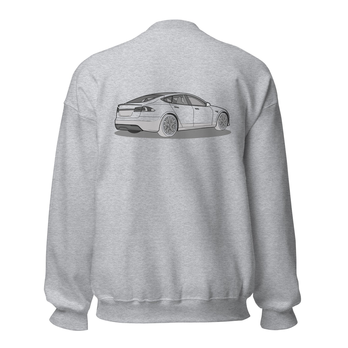 Model S Front and Back View On Unisex Sweatshirt