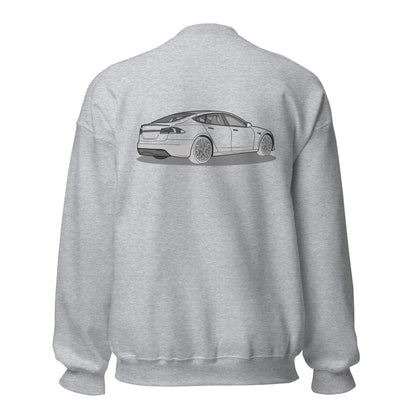 Model S Front and Back View On Unisex Sweatshirt
