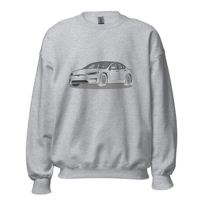 Model S Front and Back View On Unisex Sweatshirt