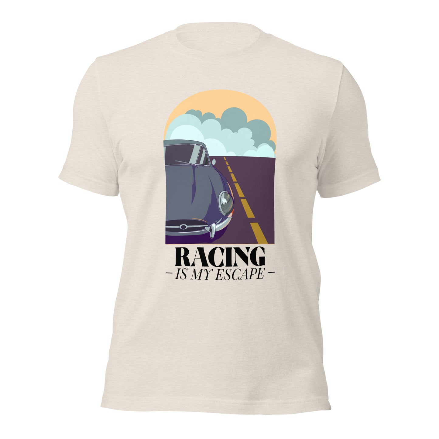 Racing Is My Escape Track Day Road Course Racing Retro Heather Dust Premium Unisex T-Shirt
