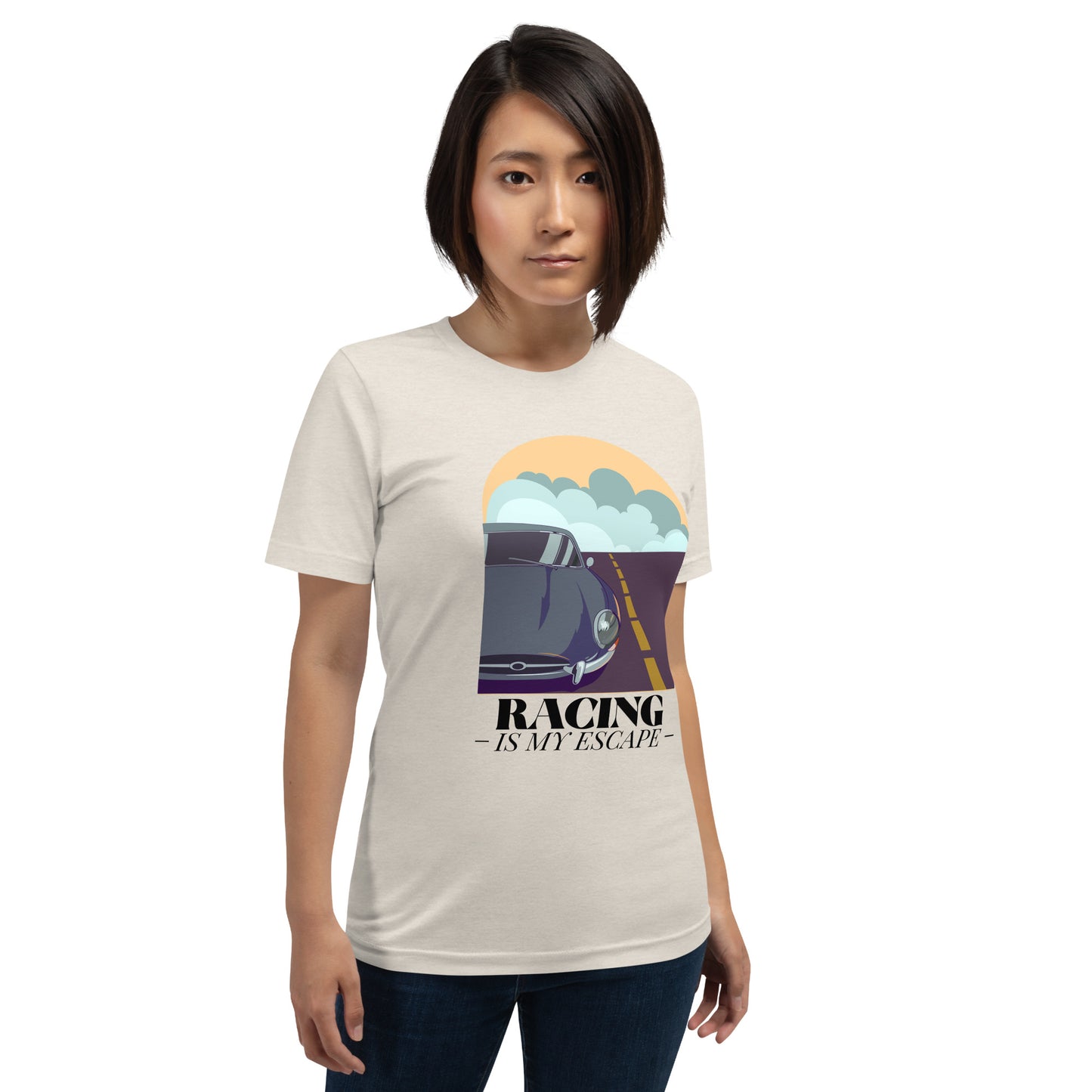 Racing Is My Escape Track Day Road Course Racing Retro Heather Dust Premium Unisex T-Shirt