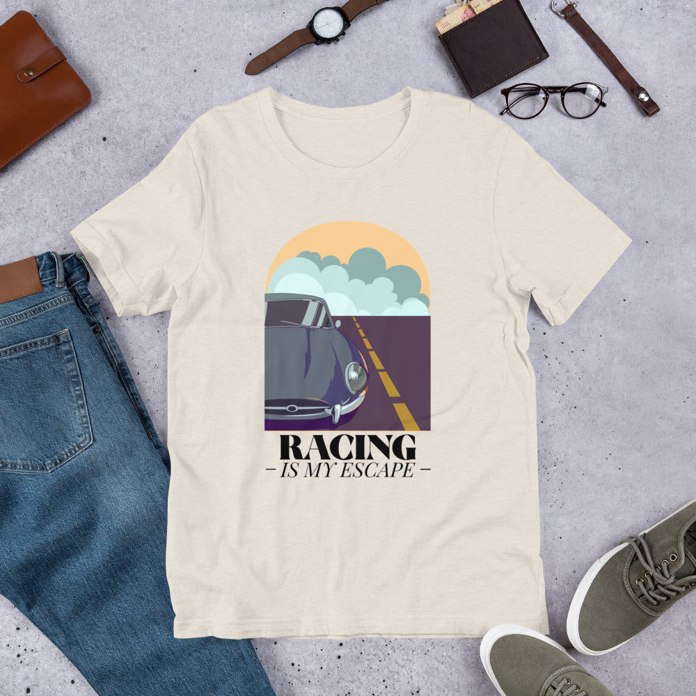 Racing Is My Escape Track Day Road Course Racing Retro Heather Dust Premium Unisex T-Shirt