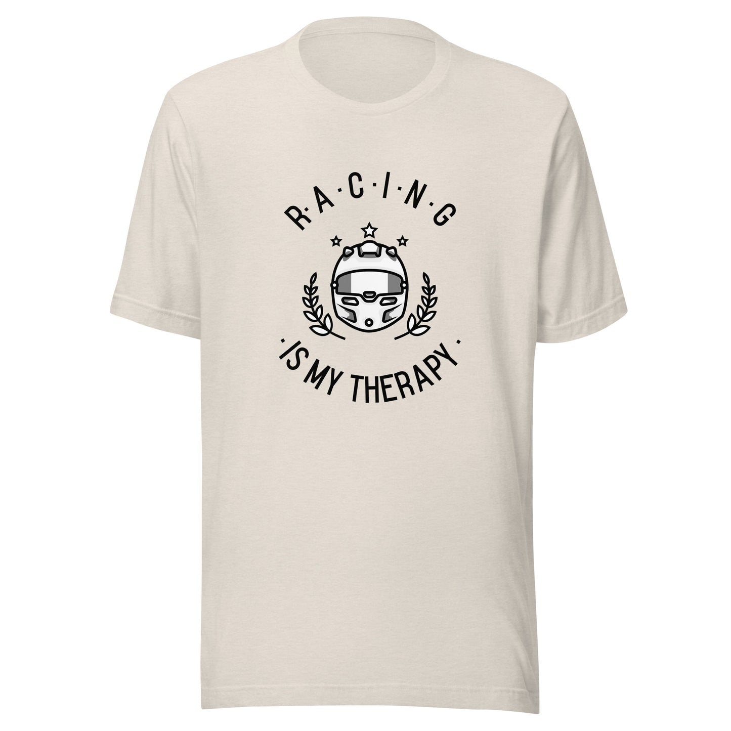 Racing Is My Therapy Race Helmet Track Day Road Course Racing Heather Dust Premium Unisex T-Shirt