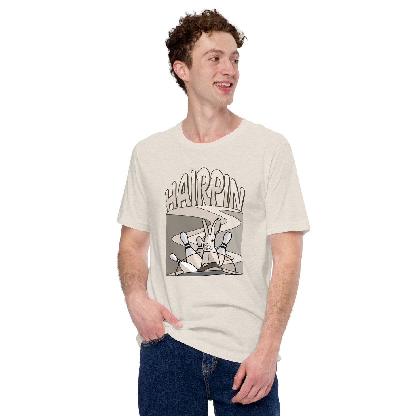 Hairpin Turn Track Day Road Course Racing Heather Dust Unisex T-Shirt
