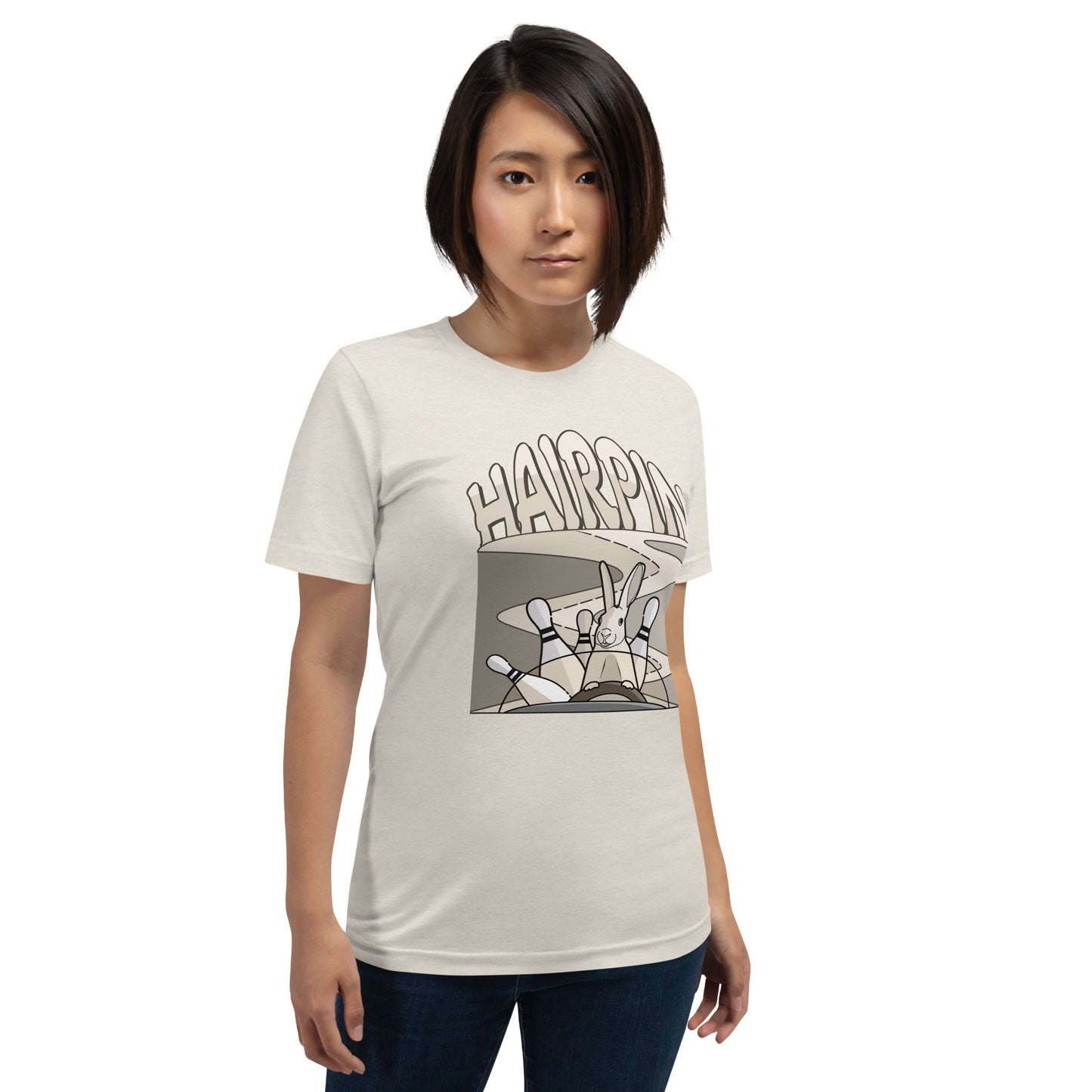 Hairpin Turn Track Day Road Course Racing Heather Dust Unisex T-Shirt