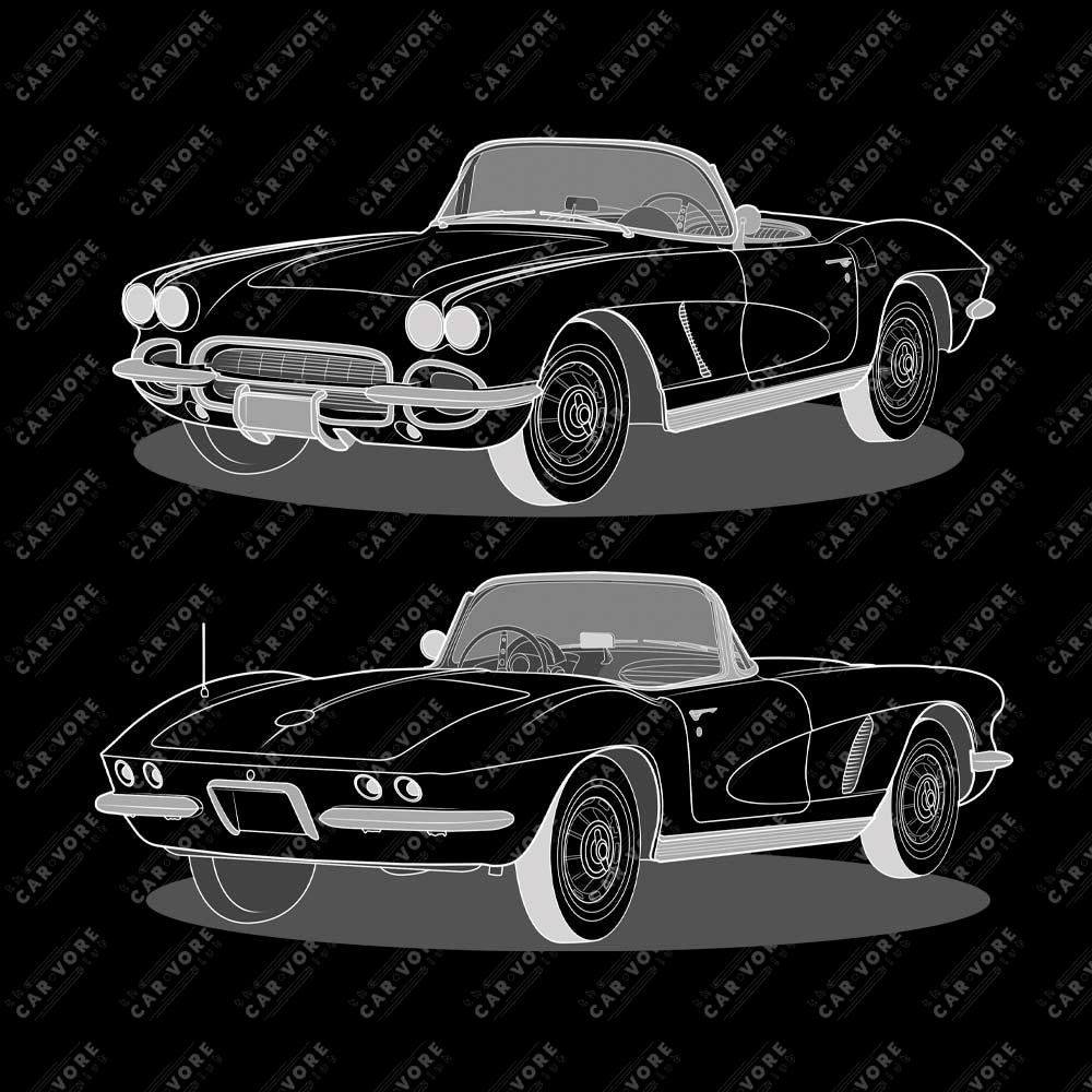1962 Chevrolet Corvette C1 Double Sided Unisex T-Shirt  (3 Colors Available)