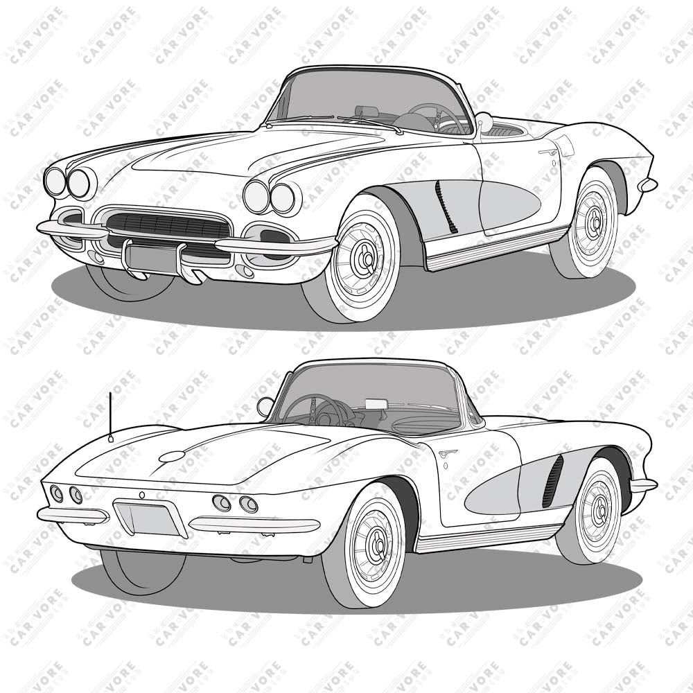1962 Chevrolet Corvette C1 Double Sided Unisex T-Shirt  (3 Colors Available)