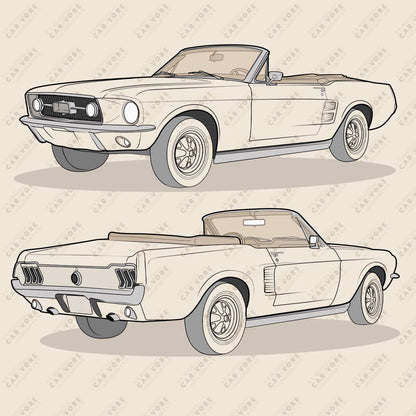  1967 Ford Mustang Convertible Heather Dust Double Sided Unisex T-Shirt