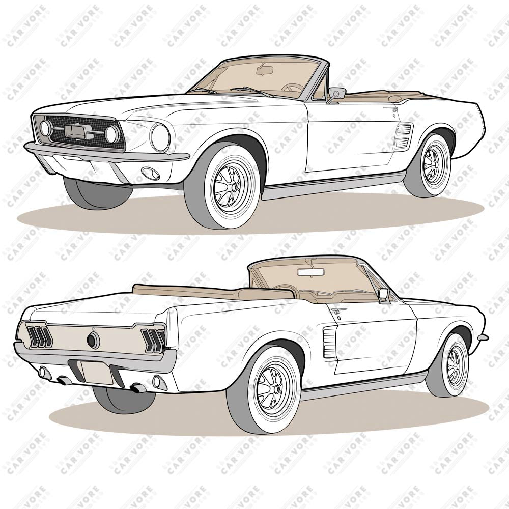 1967 Ford Mustang Convertible Double Sided Unisex T-Shirt (3 Colors Available)