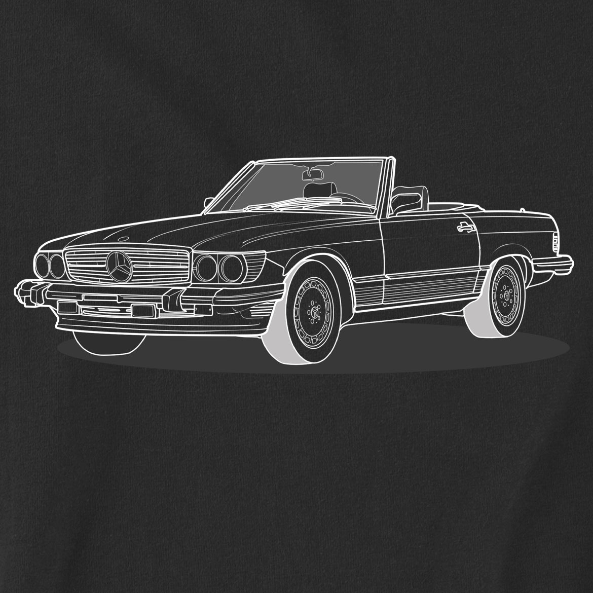 1987 Mercedes 560 SL W107 Front Side Unisex T-Shirt (2 Colors Available)