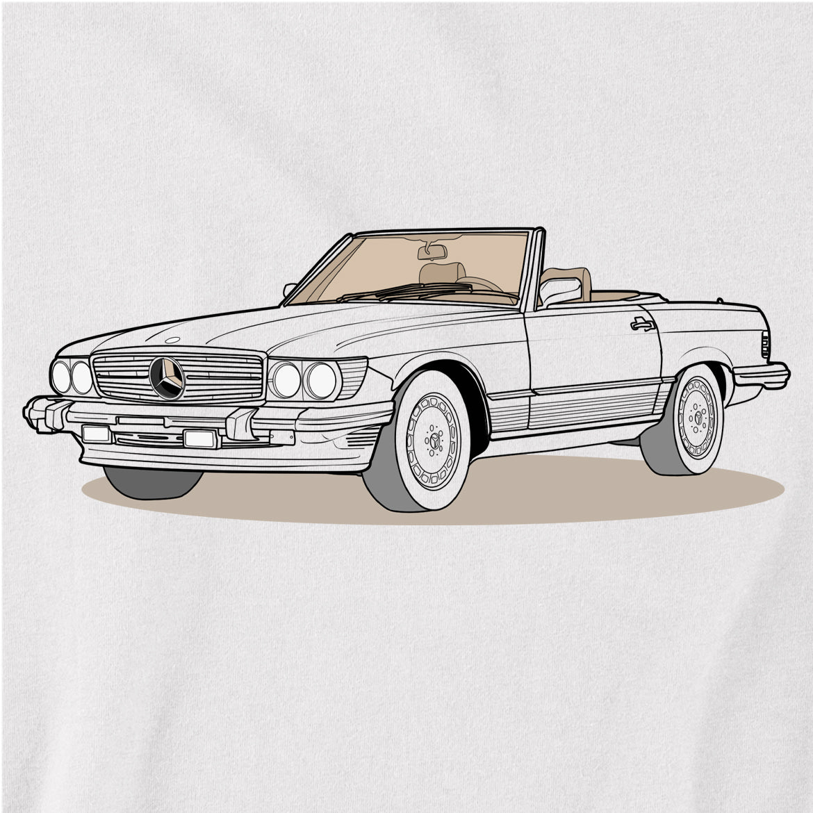 1987 Mercedes 560 SL W107 Front Side Unisex T-Shirt (2 Colors Available)