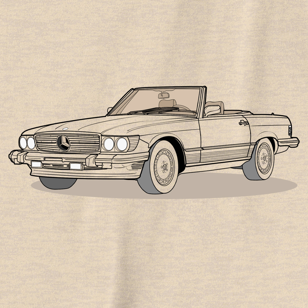 1987 Mercedes 560 SL W107 Front Side Heather Dust Unisex T-Shirt